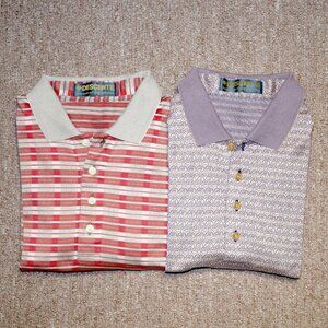 Vintage DESCENTE Golf Polo T-Shirts Lot of 2 Mens XL Purple Red